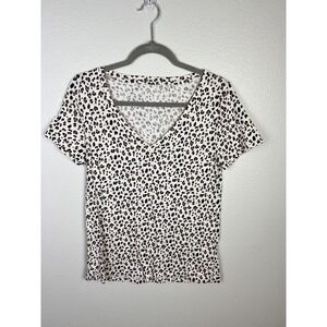 J.Crew Vintage Cotton V-neck T-shirt in Leopard Print Sz Small S